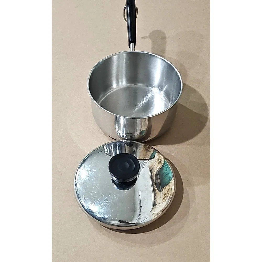 REVERE WARE 1 Qt 96K Stainless Saucepan Clad Bottom w/Lid Clinton, Ill. USA